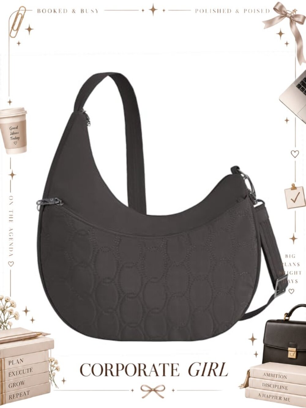 Anti-Theft Crossbody Hobo Bag RFID Blocking Nylon Travel Purse